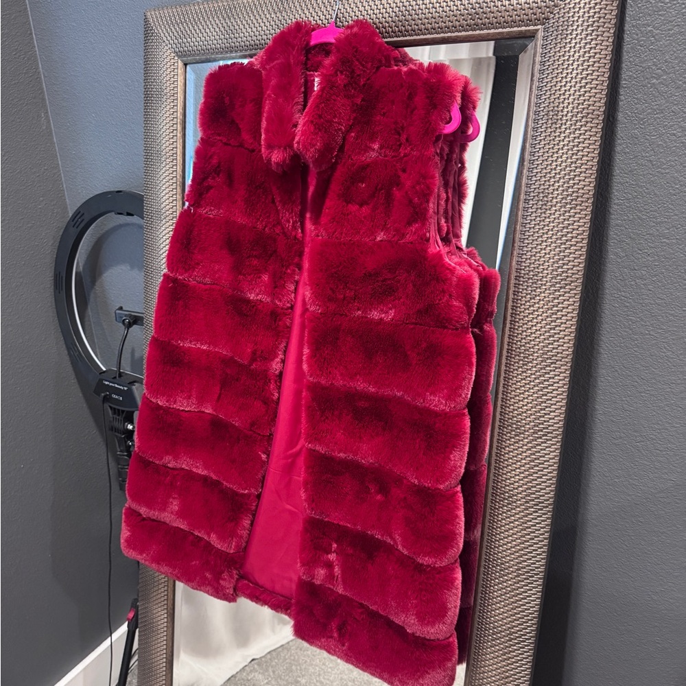Burgundy Faux Fur Vest
